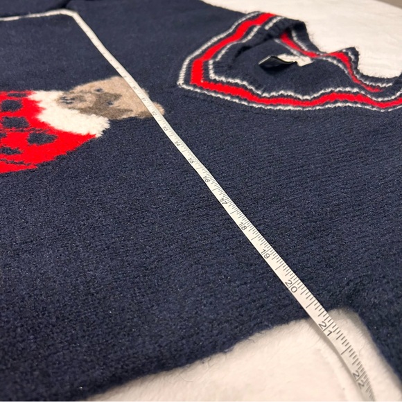 Navy V-Neck Women’s Sweater with Bear Design Size Small - Picture 7 of 9